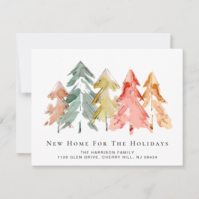 Anuncio Traslado de acuarela del bosque de pinos de vacaci (Anverso)