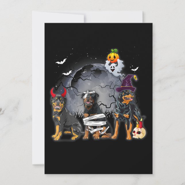 Anuncio Tres Rottweilers Satan Witch Mummy Halloween Costo (Anverso)