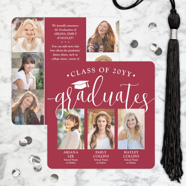 Anuncio Triple Collage de fotos de Graduación Junta Roja y (Subido por el creador)