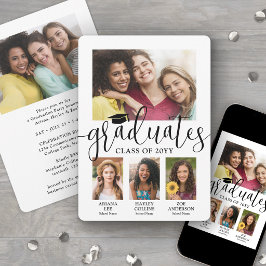 Anuncio Triple Graduación 3 Graduados Colaje de Fotos Conj