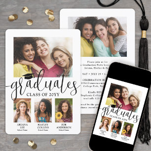 Anuncio Triple Graduación 3 Graduados Collage de Fotos Con