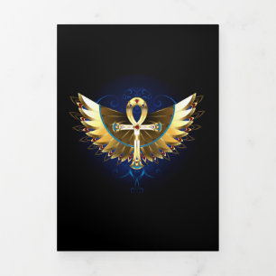 Anuncio Tríptico Ankh de oro con alas