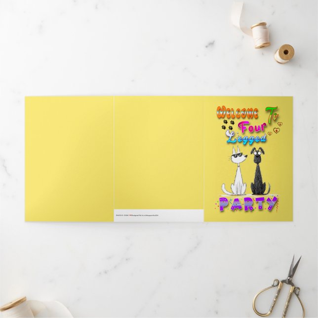 Anuncio Tríptico Bienvenidos a Four Legged Party (Exterior)