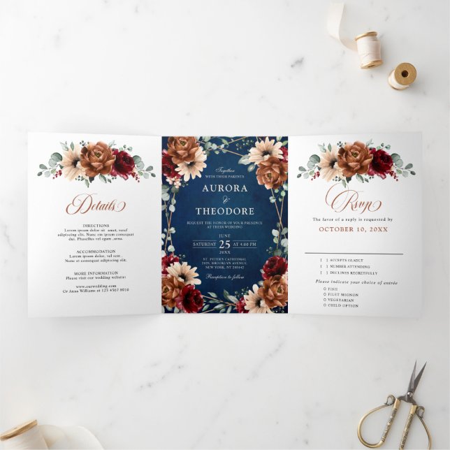 Anuncio Tríptico Boda geométrico de la Marina de Terracota Blue Bur (Interior)