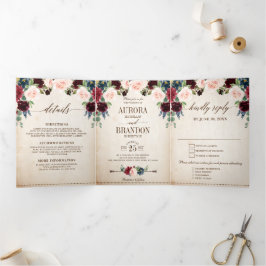 Anuncio Tríptico Borgoña Boda de Boho