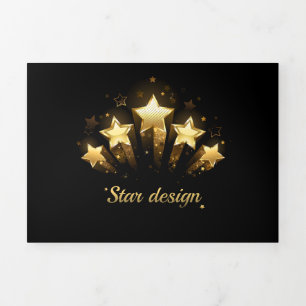 Anuncio Tríptico Cinco estrellas de oro en negro
