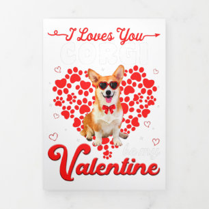 Anuncio Tríptico Corgi Día de San Valentín Tee Perro gracioso regal