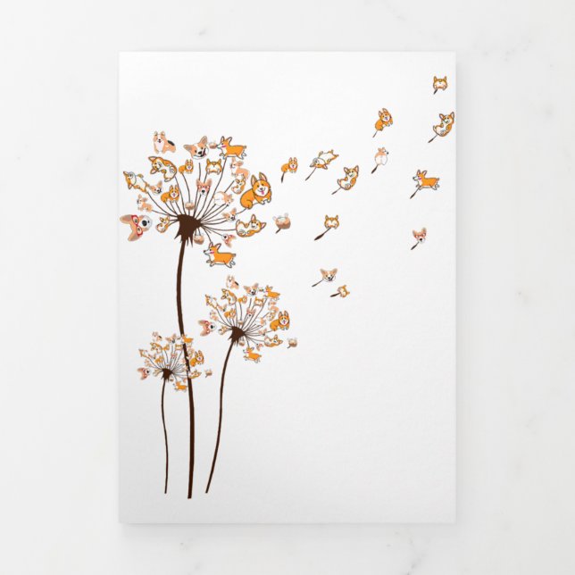 Anuncio Tríptico Corgi Flor Volar Dandelion Shirte Cute Perro Lover (Foto de portada)