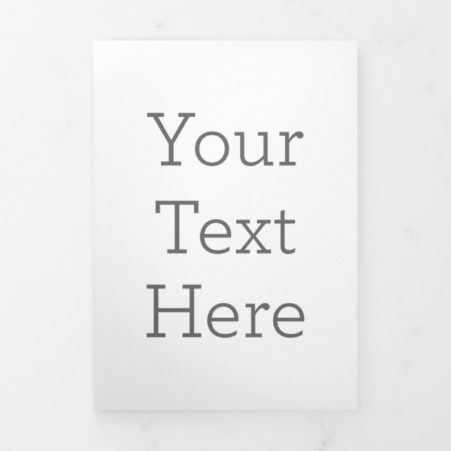 tarjeta ersonalizable plegado en tríptico, Tamaño: 12,7 cm x 17,8 cm, Papel: Mate Signatura, Sobres: Blancos (Foto de portada)