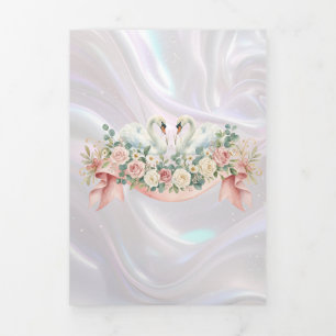 Anuncio Tríptico Diseño de Boda Floral Romántico