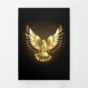 Anuncio Tríptico Falsa paloma de paz del Relieve metalizado dorado 