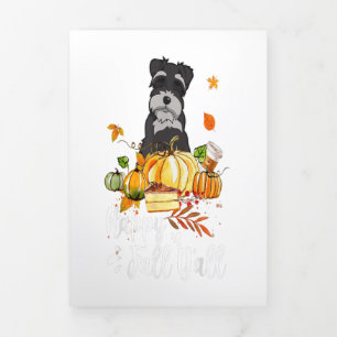 Anuncio Tríptico Feliz otoño a Schnauzer Dog Acción de Gracias