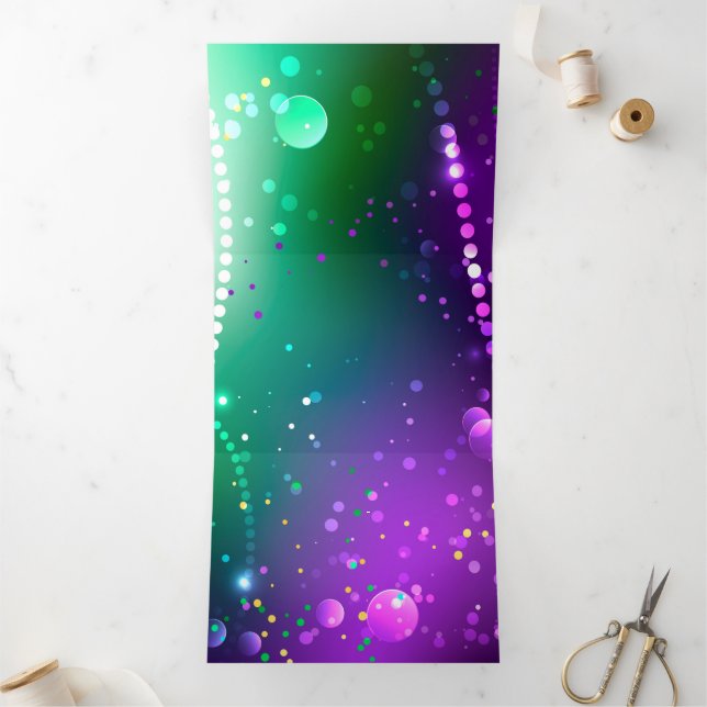 Anuncio Tríptico Fondo morado festivo Mardi Gras (Interior)