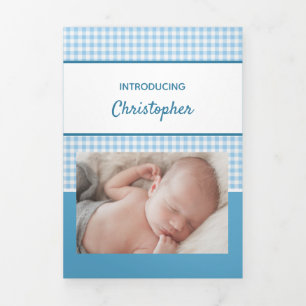 Anuncio Tríptico Fotos en blanco y azul de Gingham