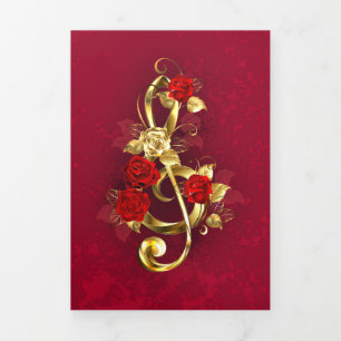 Anuncio Tríptico Golden Treble Clef con flores Rosas