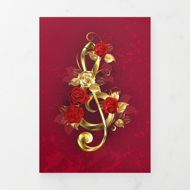Anuncio Tríptico Golden Treble Clef con flores Rosas (Foto de portada)