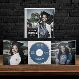 Anuncio Tríptico Graduación azul del folleto de portada del álbum d