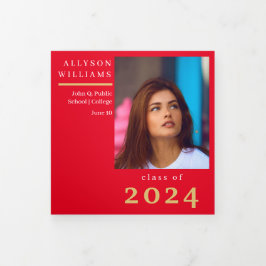 Anuncio Tríptico Graduación de fotos Red Elegant Classy 8