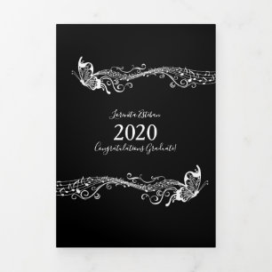 Anuncio Tríptico Graduación de música mariposa tres fotos