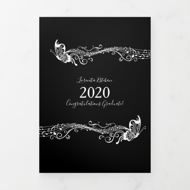 Anuncio Tríptico Graduación de música mariposa Tres fotos (Foto de portada)