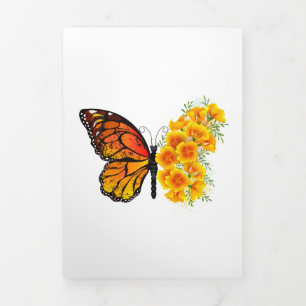 Anuncio Tríptico Mariposa de flores con amapola amarilla de Califor