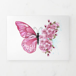 Anuncio Tríptico Mariposa de flores con Sakura rosa