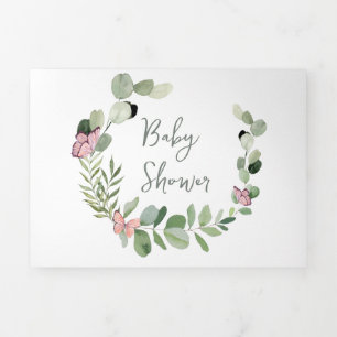 Anuncio Tríptico Mariposas alrededor de Baby Shower Sage