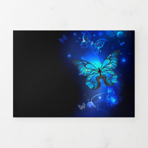 Anuncio Tríptico Morpho Butterfly in the Dark Background