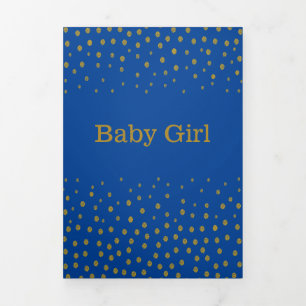 Anuncio Tríptico Punto de Polka Azul y Oro, 3 Nacimientos de Bebé C
