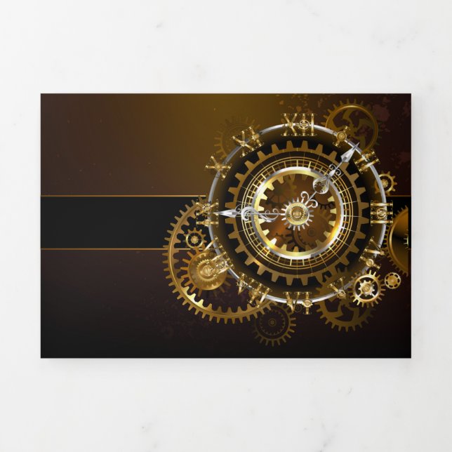 Anuncio Tríptico Reloj de vapor con engranajes antiguos (Foto de portada)
