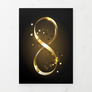 Anuncio Tríptico Símbolo de infinito dorado