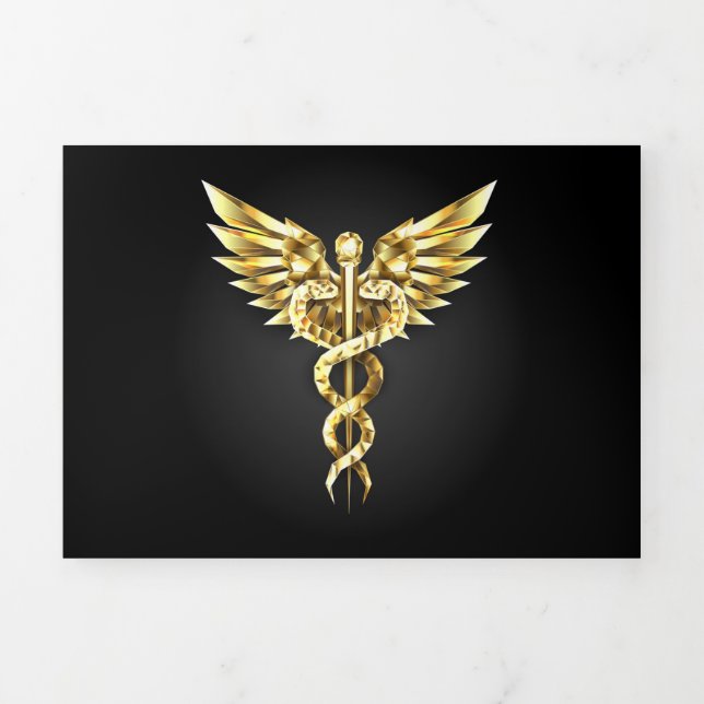 Anuncio Tríptico Símbolo poligonal dorado Caduceo (Foto de portada)