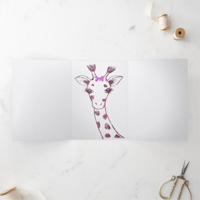 Anuncio Tríptico Sra. Giraffe Cute Diseño Sarcástico (Interior)