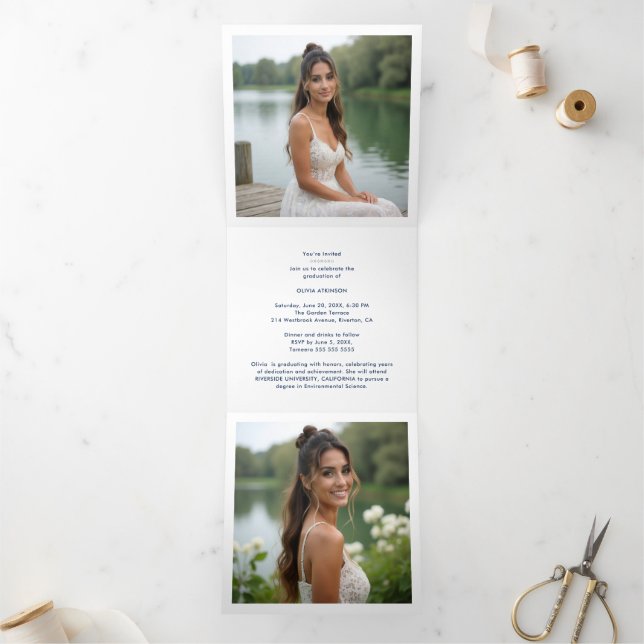 Anuncio Tríptico Stylish Graduation Cap Pastel Tones & Glitter (Interior)