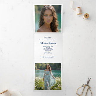 Anuncio Tríptico Stylish Quinceañera Tiara Pastel Tones & Glitter