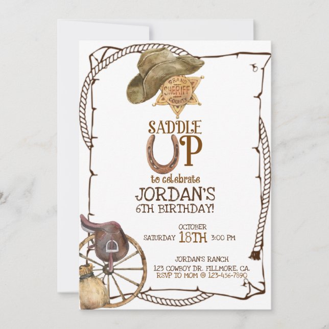 ANUNCIO TRISTE, FIESTA COWBOY, CUMPLEAÑOS DE NIÑO, OCCIDEN (Anverso)