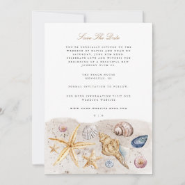Anuncio Tropical Beach Ocean Shell Save the Date Card