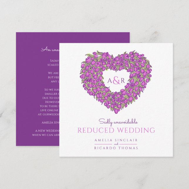 Anuncio Tulipanes de monograma morado corazón reducido bod (Anverso / Reverso)