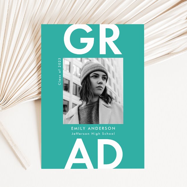 Anuncio Turquoise | Bold Grad Photo Graduation (Subido por el creador)