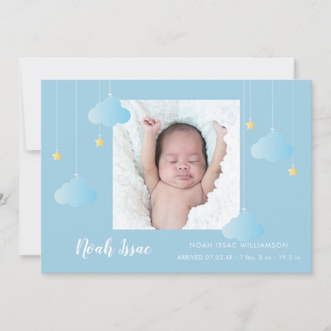 Anuncio Twinkle Twinkle Baby Boy Blue Photo Cute Nacimient (Anverso)