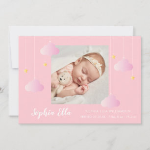 Anuncio Twinkle Twinkle Baby Girl Bonito Pink Photo Birth