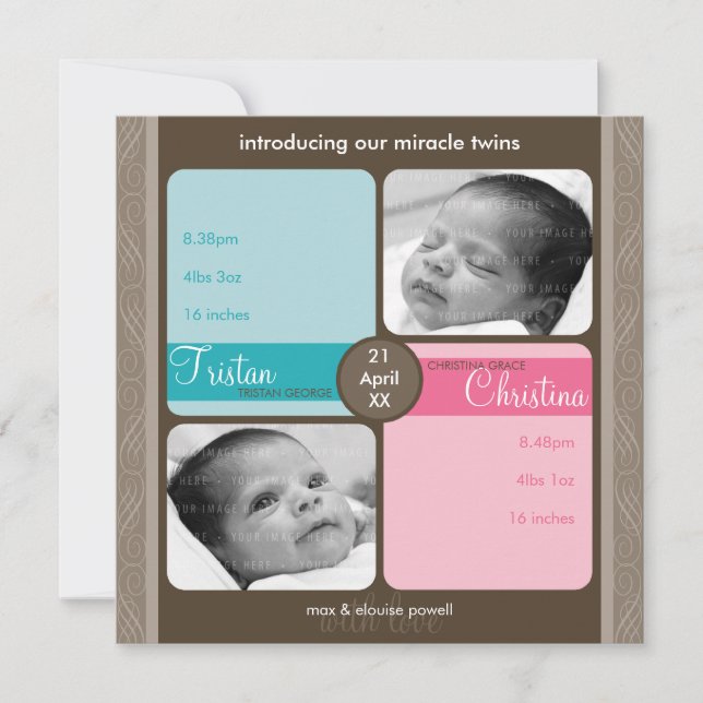 Anuncio TWINS BABY GRACIAS :: apreciado 1SQ (Anverso)