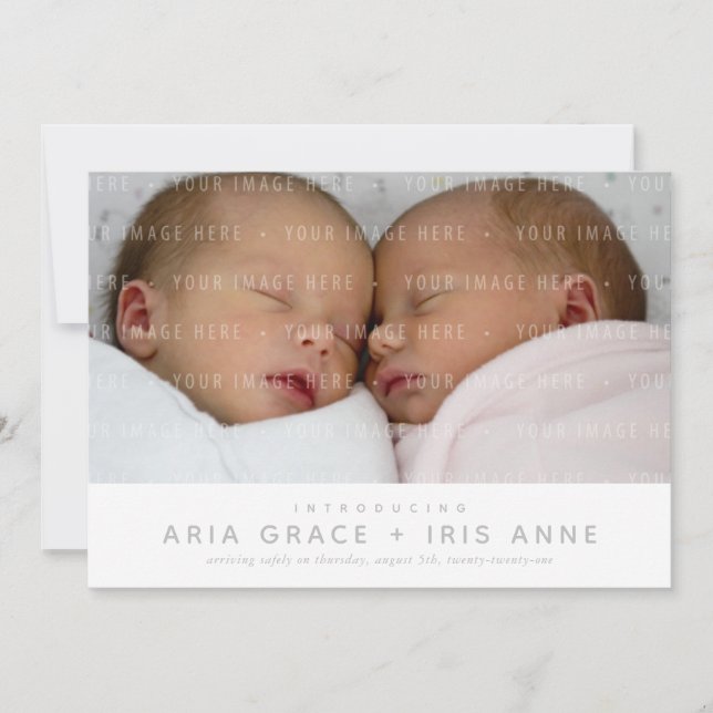 Anuncio TWINS MODERNA FOTO DE BEBÉS simple estilo minimali (Anverso)