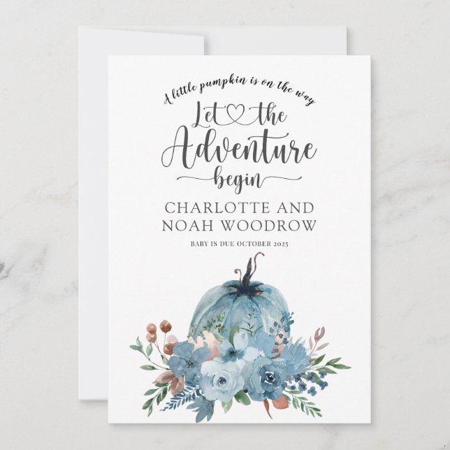 Anuncio Un Pequeño Calabaza Embarazo Floral Otoño (Anverso)