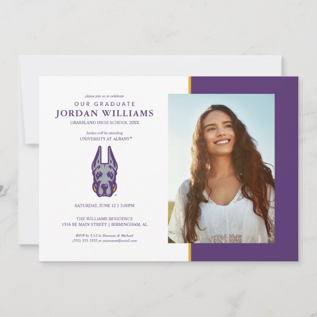 Anuncio Universidad de Albany Gran Cabeza de Mascota Dane (Anverso)