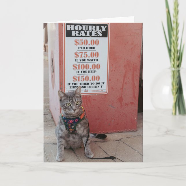 Anuncio Va a costar a tu gato Notecard (Anverso)