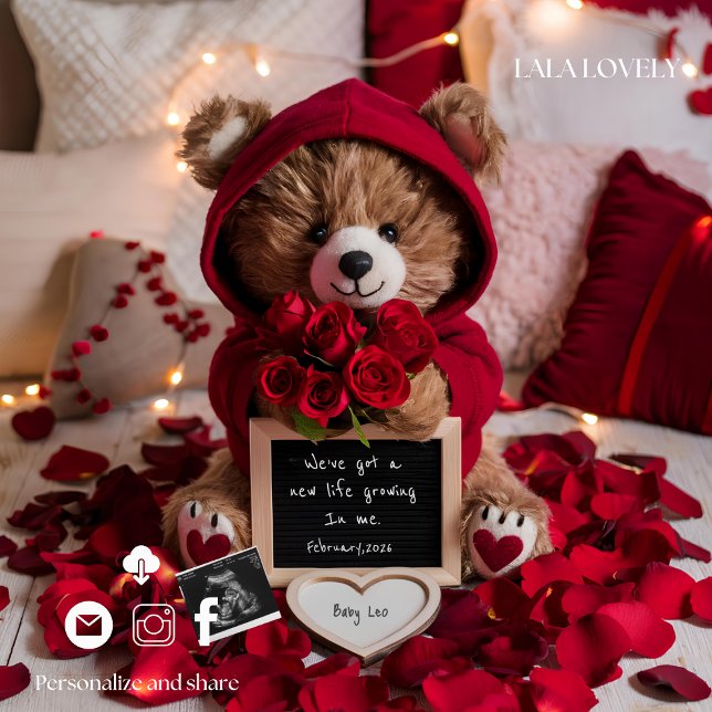 Anuncio Valentines baby reveal Pregnancy Announcement Card (Subido por el creador)