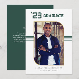 Anuncio Varsity Letterman   Foto de graduación de Green & 