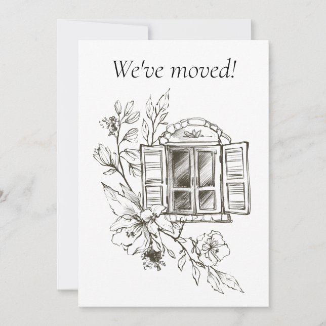 Anuncio Ventana con una nueva dirección de rama de flores (Anverso)