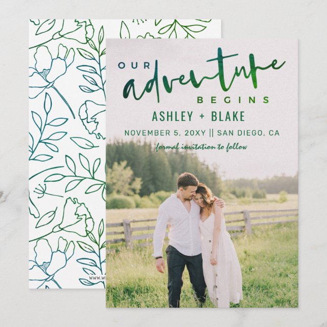 Anuncio Verde: Comienza nuestra aventura. Foto Salven la f (Anverso / Reverso)